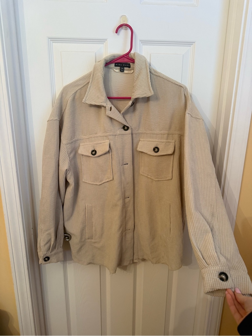 Joie Neutral Beige Corduroy Utility Jacket